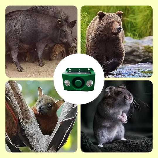 Animal Repellent with Solar Power and Warning Light