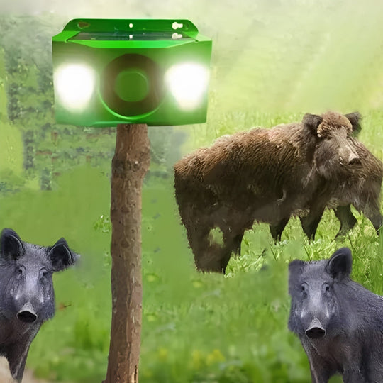 Animal Repellent with Solar Power and Warning Light