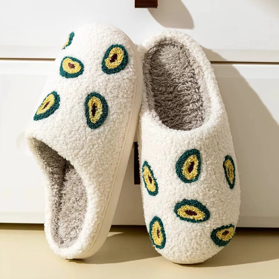 Cotton Slippers with Fruit Design and Non-Slip Sole