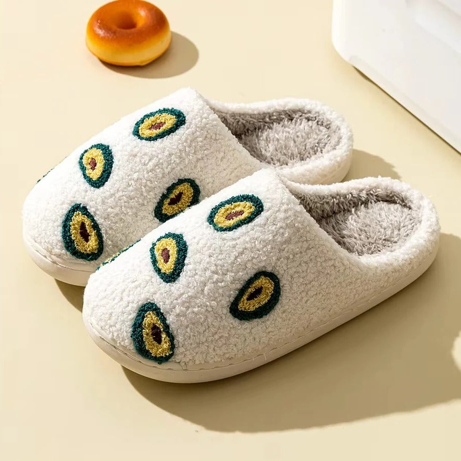 Cotton Slippers with Fruit Design and Non-Slip Sole