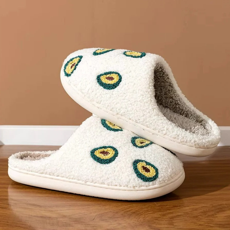 Cotton Slippers with Fruit Design and Non-Slip Sole