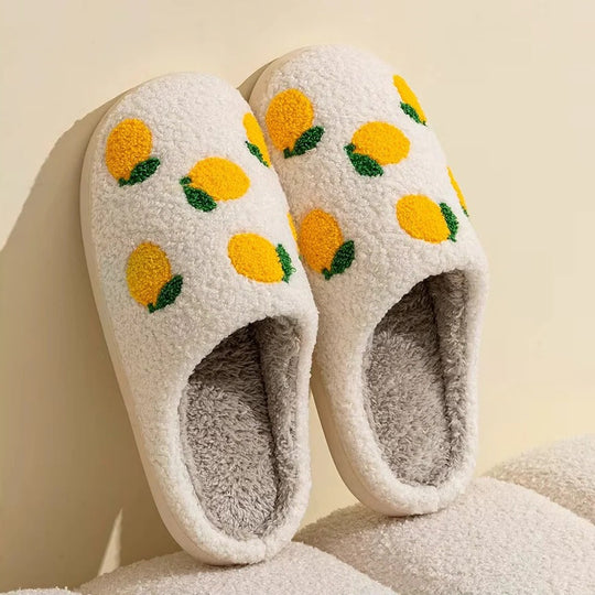 Cotton Slippers with Fruit Design and Non-Slip Sole