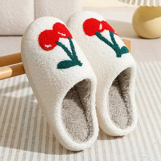 Cotton Slippers with Fruit Design and Non-Slip Sole
