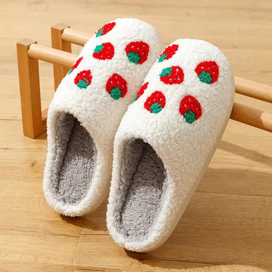Cotton Slippers with Fruit Design and Non-Slip Sole