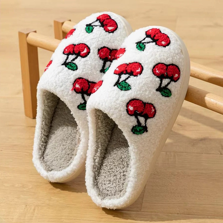 Cotton Slippers with Fruit Design and Non-Slip Sole