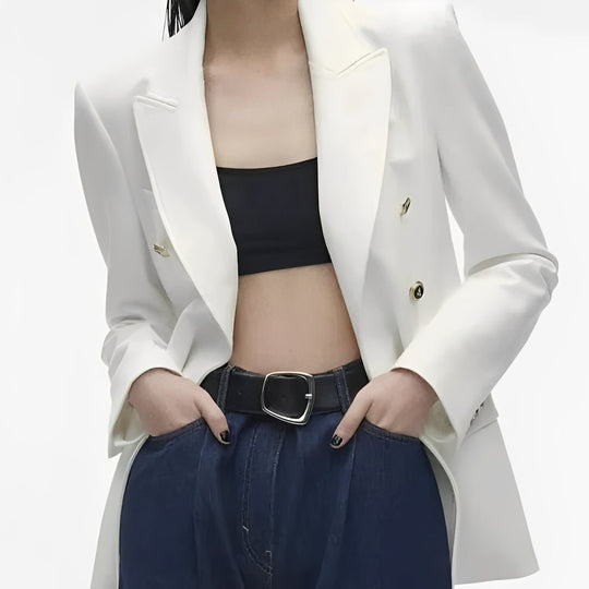 Blazer with Long Sleeves and V Neck Design