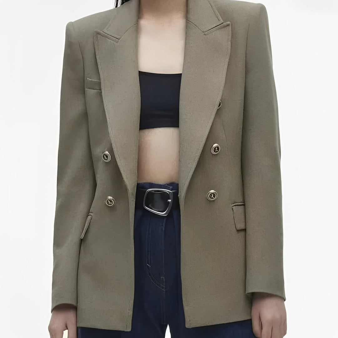 Blazer with Long Sleeves and V Neck Design