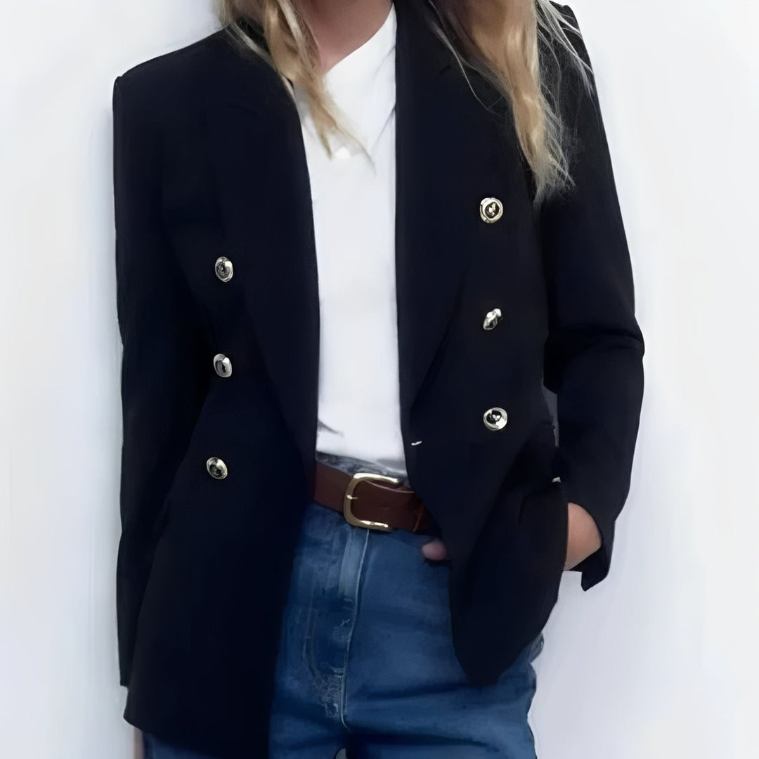 Blazer with Long Sleeves and V Neck Design