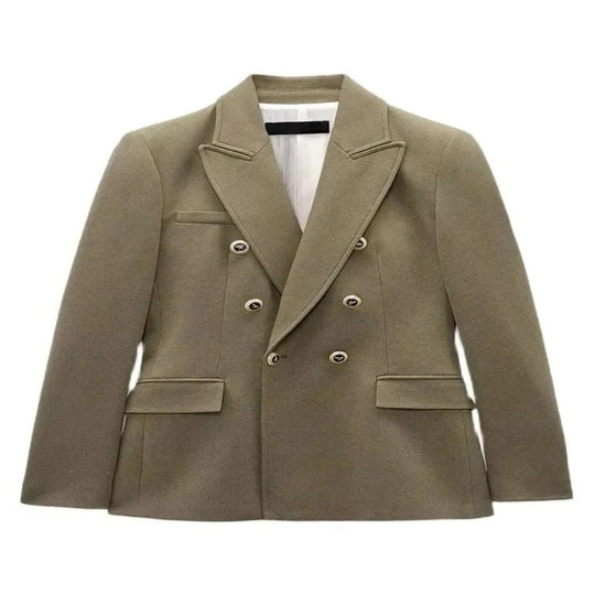 Blazer with Long Sleeves and V Neck Design