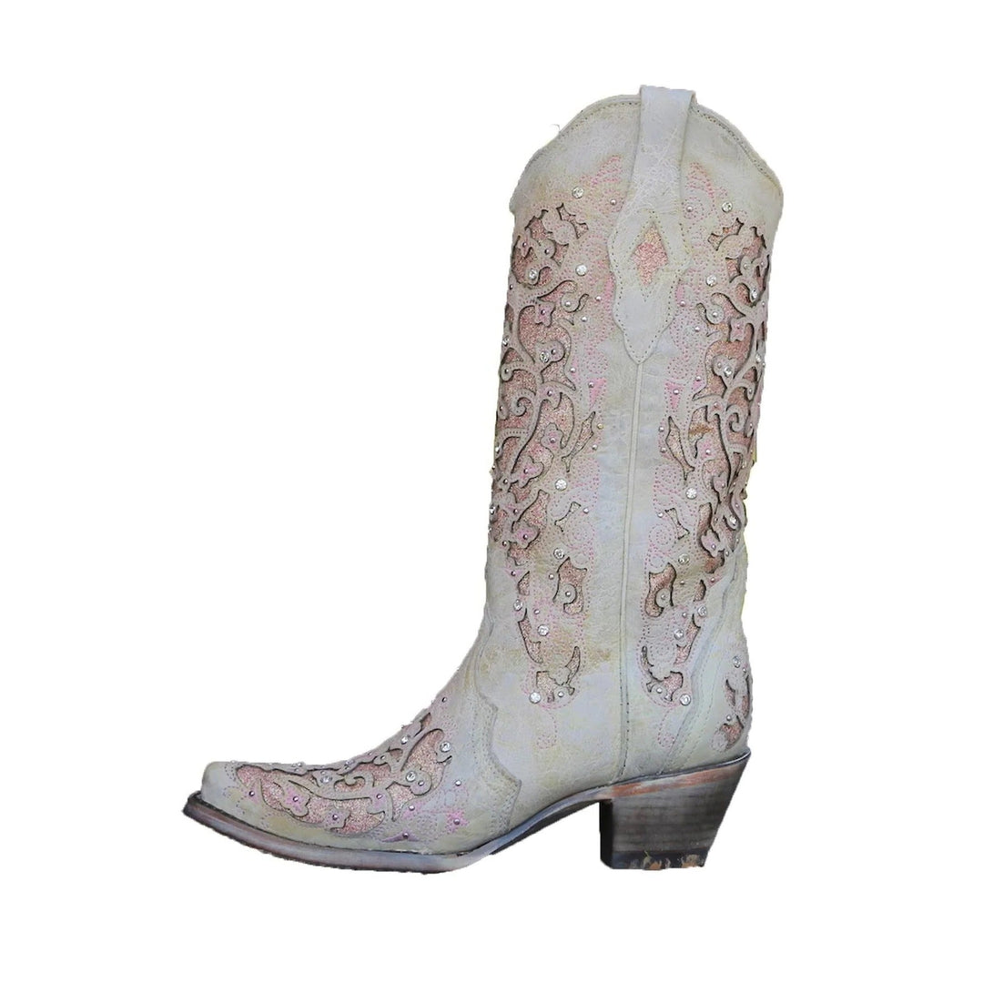 Boots with Sequined Embroidery and Color Block Heel
