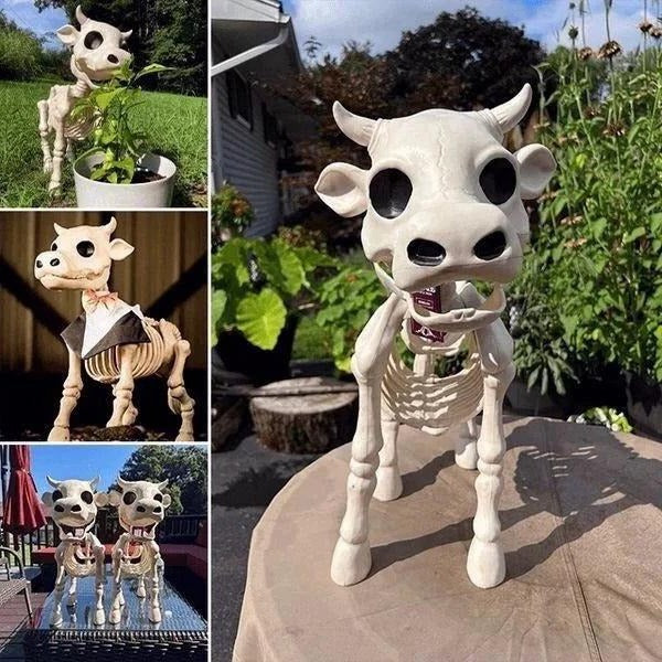 Halloween Decor with Cow Skeleton and Horse Skeleton