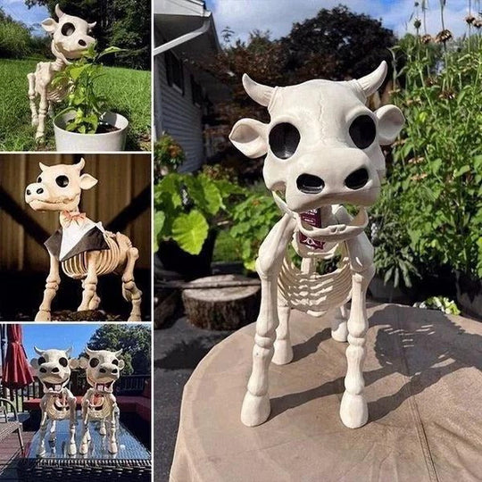 Halloween Decor with Cow Skeleton and Horse Skeleton