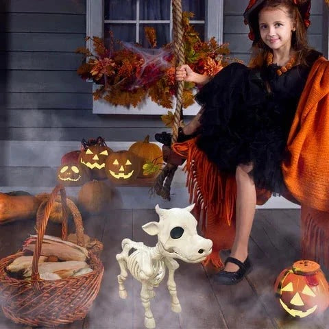Halloween Decor with Cow Skeleton and Horse Skeleton