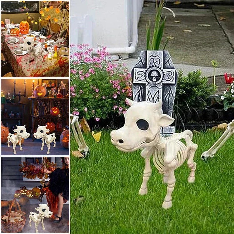 Halloween Decor with Cow Skeleton and Horse Skeleton