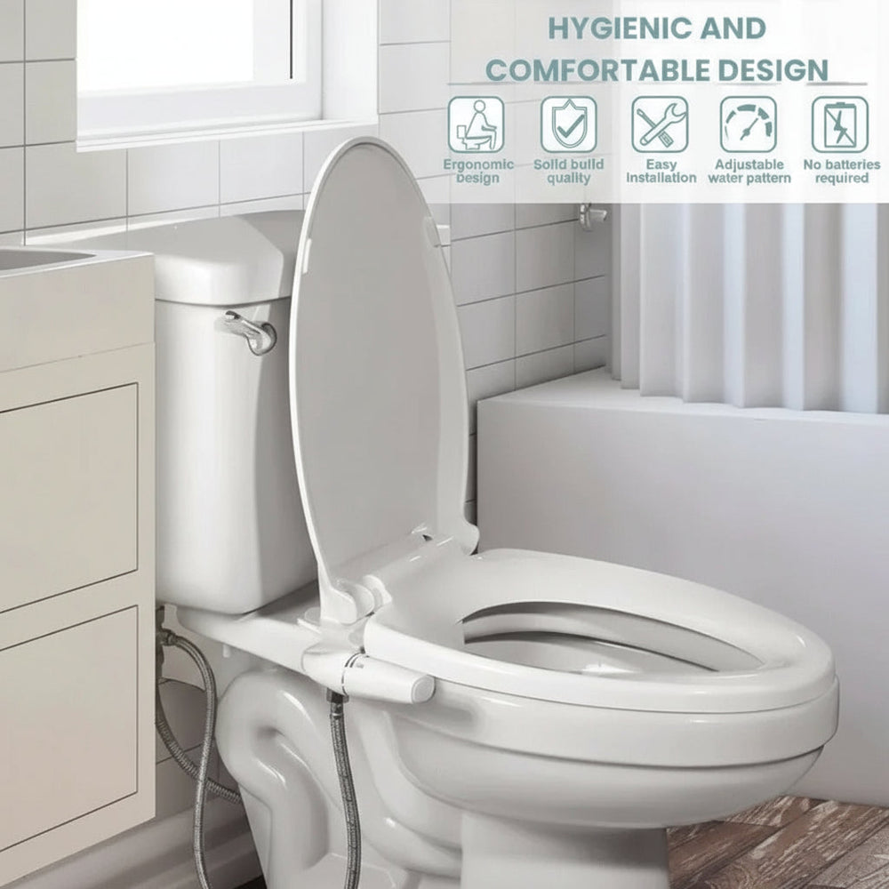 Toilet Bidet Attachment with Dual Nozzles and Adjustable Wash