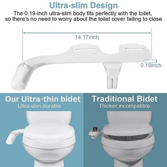 Toilet Bidet Attachment with Dual Nozzles and Adjustable Wash