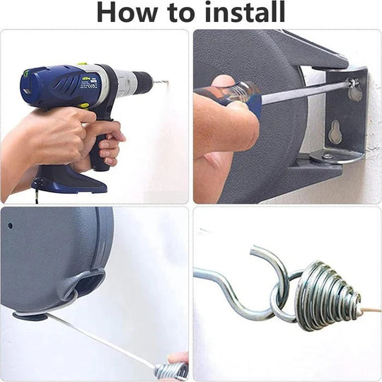 Clothes Drying Rack with Retractable Line and Wall Mount