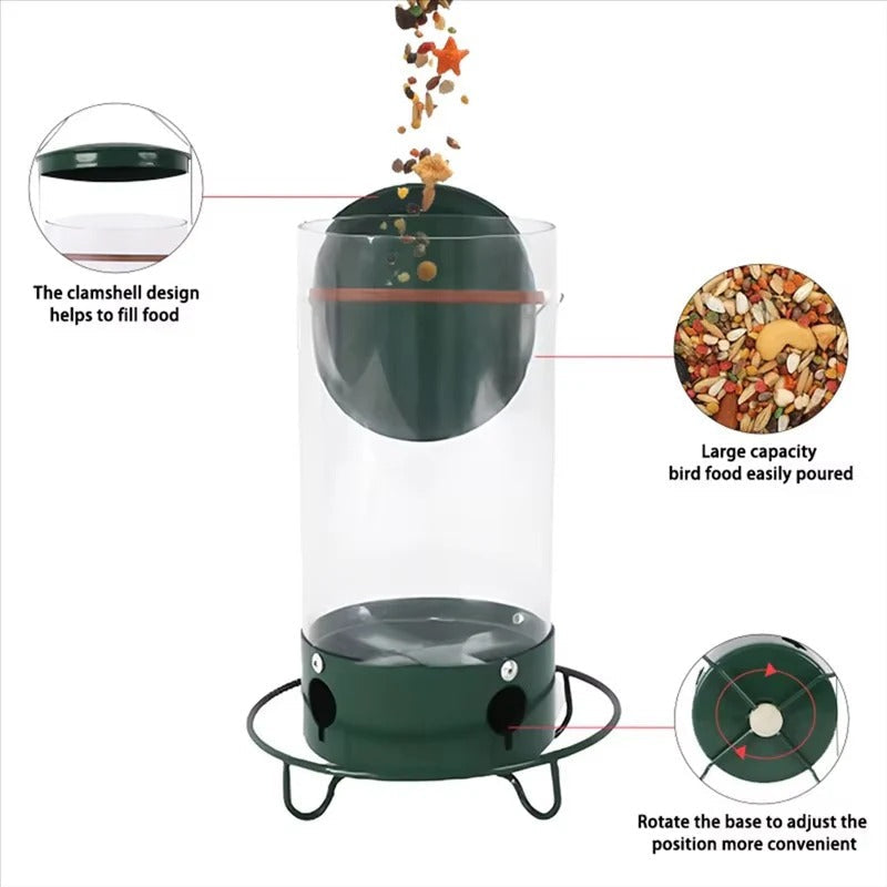 Bird Feeder with Window Mount and Weight-Activated Perch