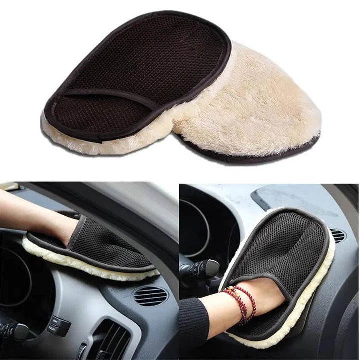 Car Cleaning Towel with Dual-Sided Wool and Mesh