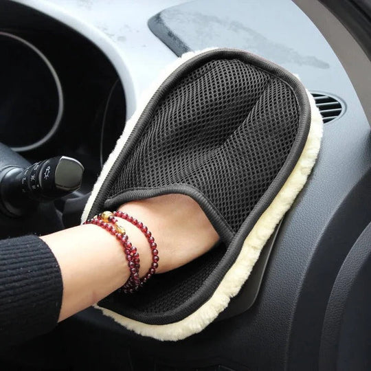 Car Cleaning Towel with Dual-Sided Wool and Mesh