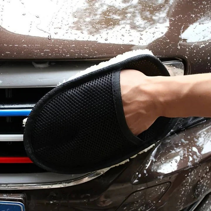 Car Cleaning Towel with Dual-Sided Wool and Mesh