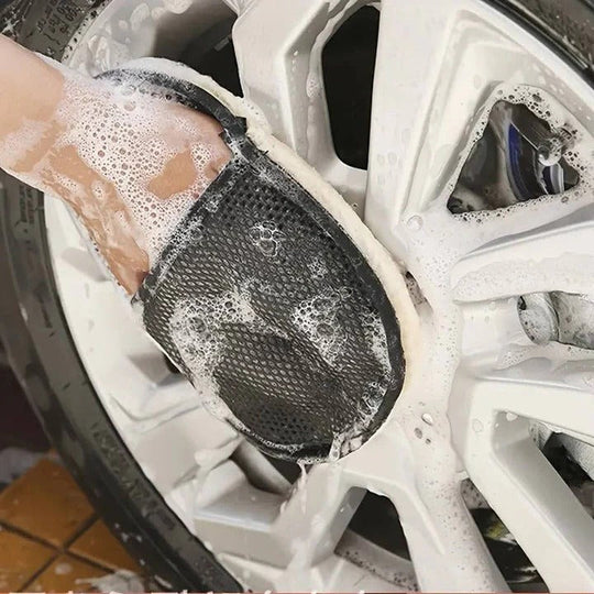 Car Cleaning Towel with Dual-Sided Wool and Mesh