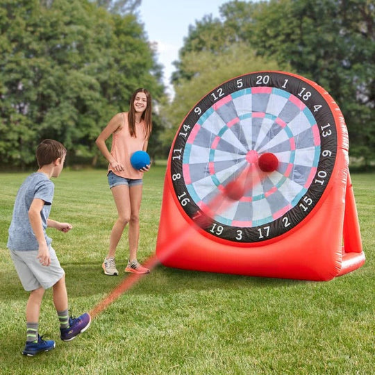 Inflatable Football Target with Adhesive Surface and Pump