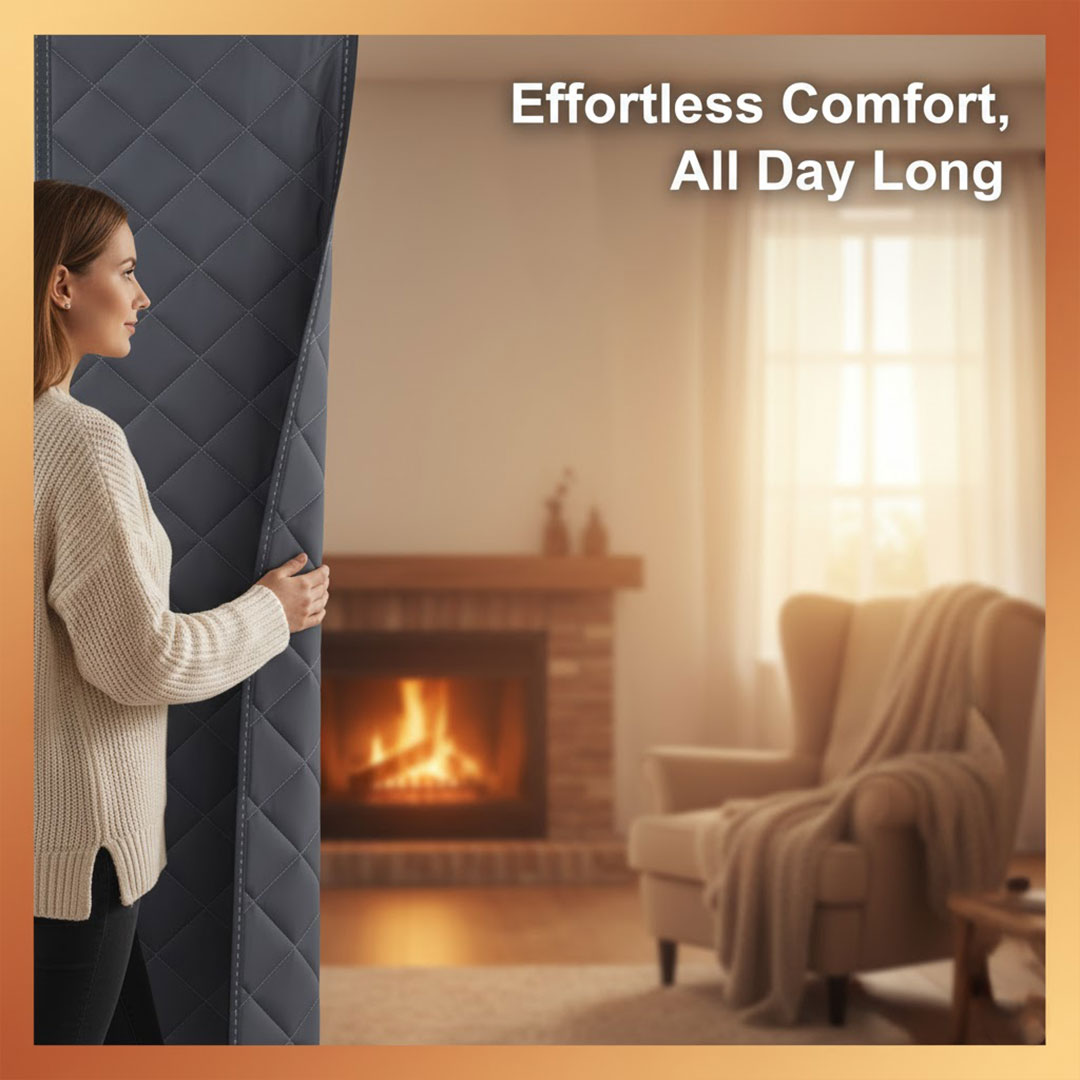 Insulation Curtain with Magnetic Closure and Draft Blocker