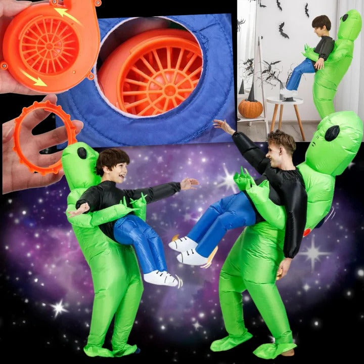 Kids Inflatable Alien Costume with Optical Illusion Design and Fun Effects