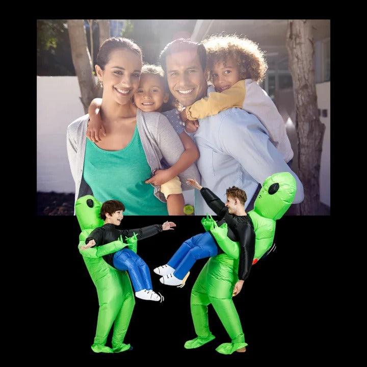 Kids Inflatable Alien Costume with Optical Illusion Design and Fun Effects