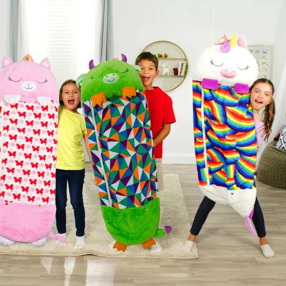 Kids Sleeping Bag with Plush Toy and 2-in-1 Design