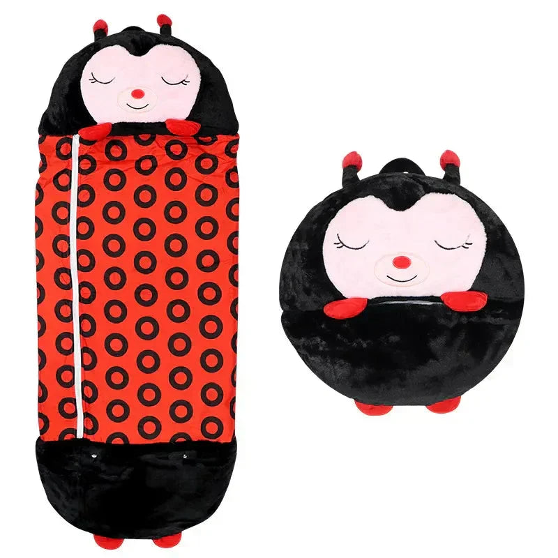Kids Sleeping Bag with Plush Toy and 2-in-1 Design