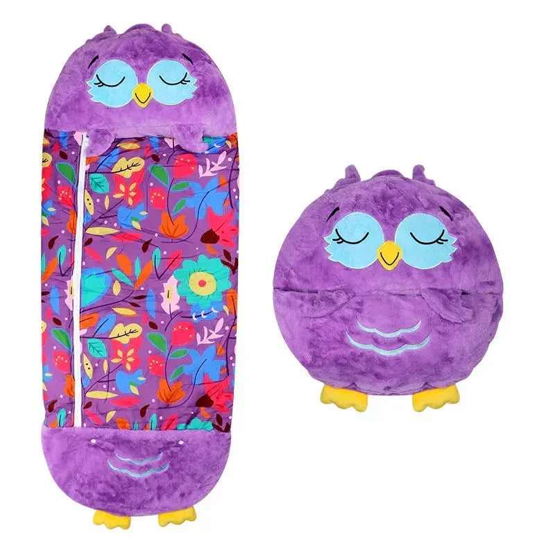 Kids Sleeping Bag with Plush Toy and 2-in-1 Design