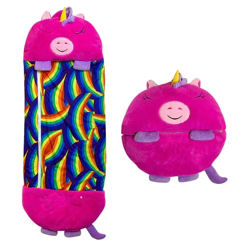 Kids Sleeping Bag with Plush Toy and 2-in-1 Design
