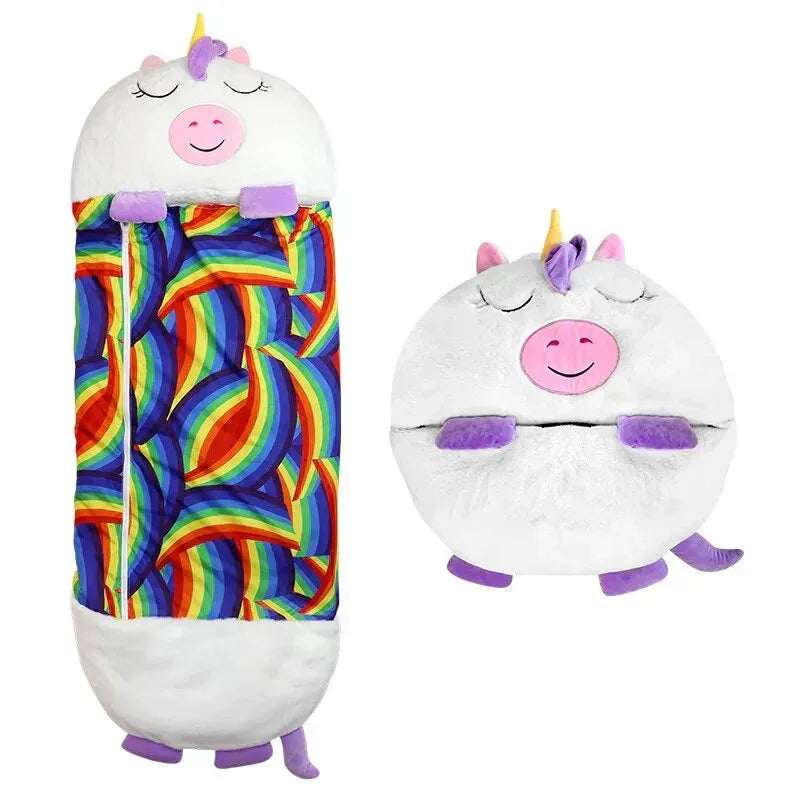 Kids Sleeping Bag with Plush Toy and 2-in-1 Design
