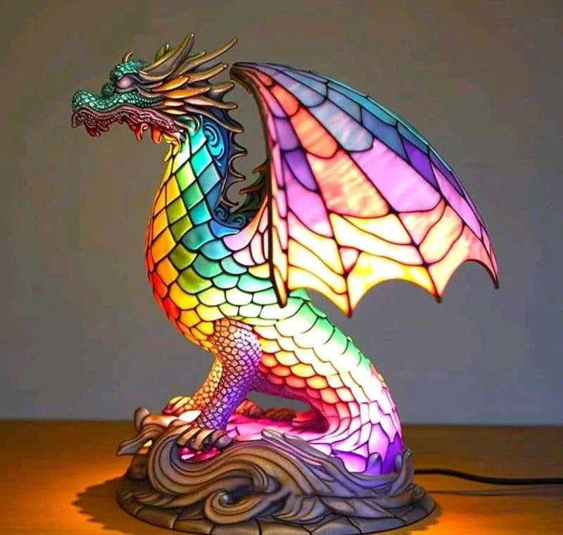 Lamp with Stained Glass and Animal Design