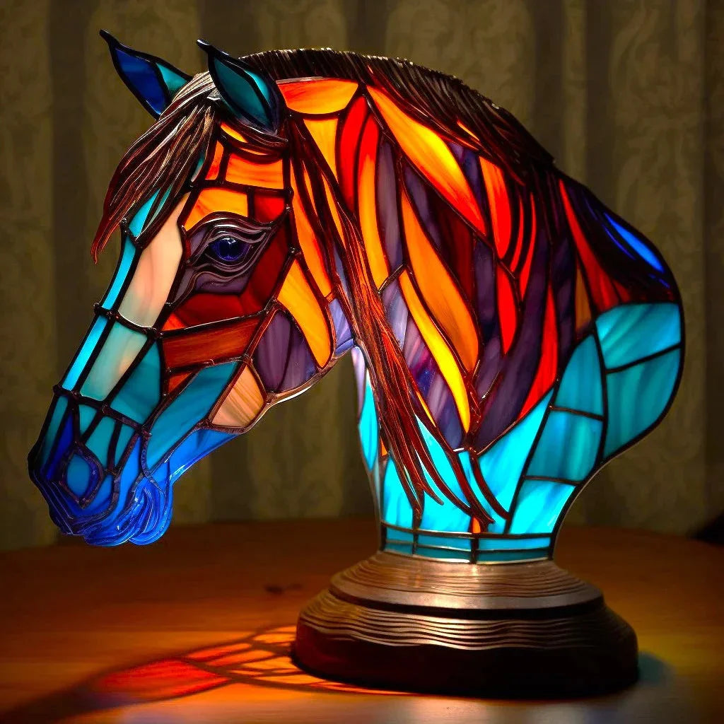 Lamp with Stained Glass and Animal Design