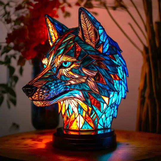 Lamp with Stained Glass and Animal Design