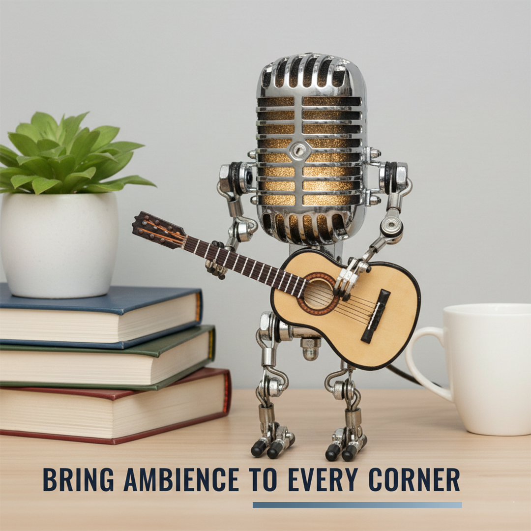 Lamp with Vintage Metal Design and Guitar Theme