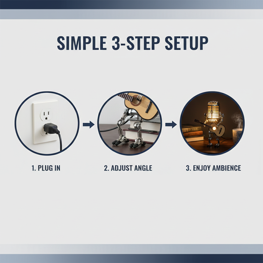 Lamp with Vintage Metal Design and Guitar Theme