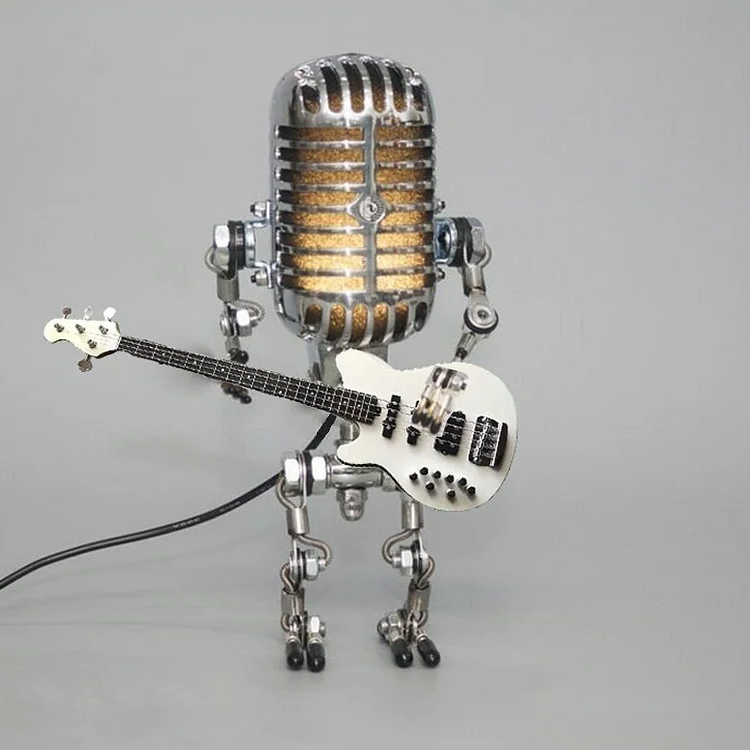 Lamp with Vintage Metal Design and Guitar Theme