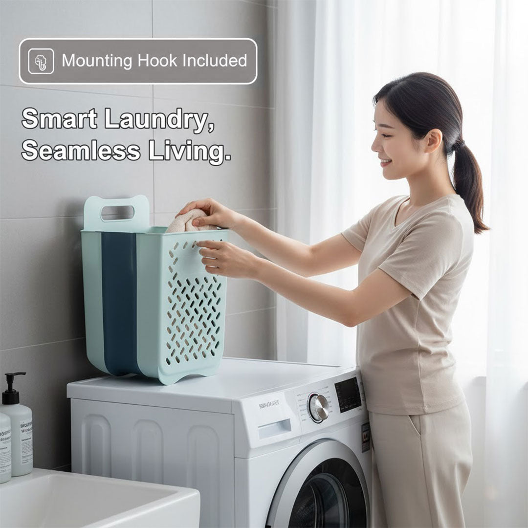 Laundry Basket with Foldable Design and Mesh Construction