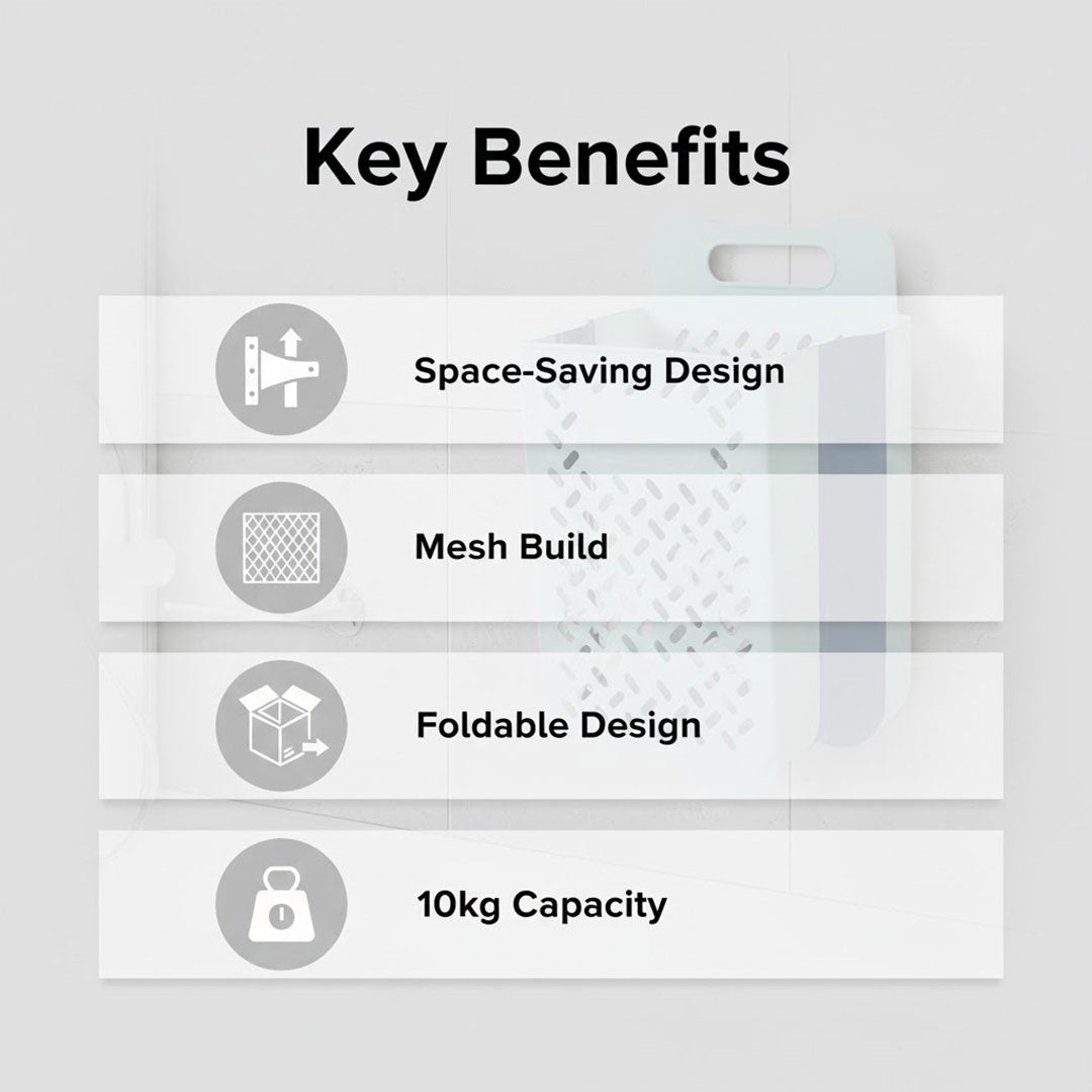 Laundry Basket with Foldable Design and Mesh Construction