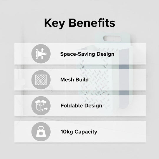 Laundry Basket with Foldable Design and Mesh Construction