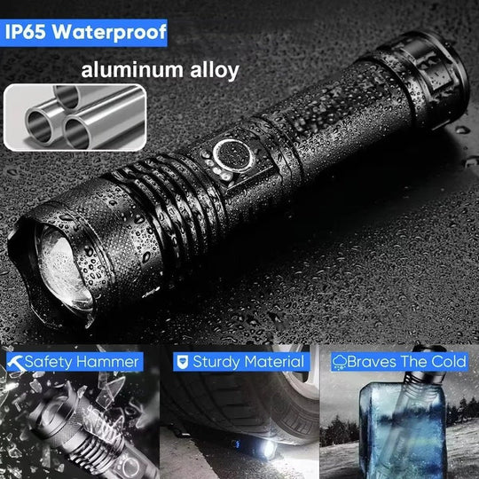LED Flashlight with Rechargeable Battery and Adjustable Beam