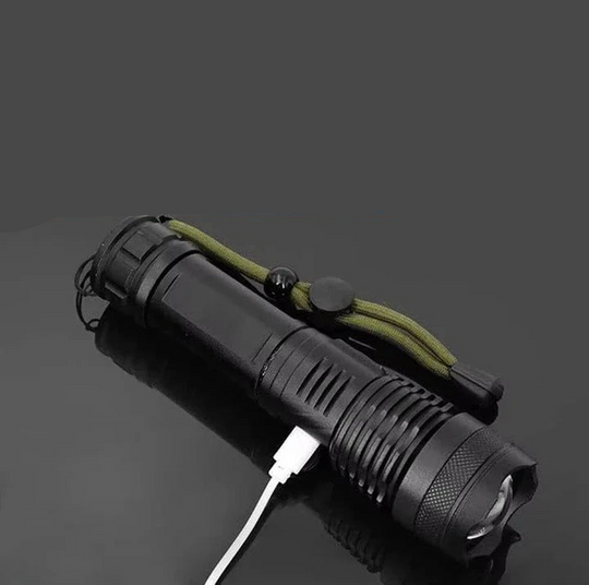 LED Flashlight with Rechargeable Battery and Adjustable Beam
