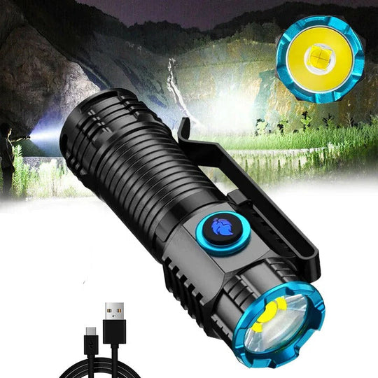 LED Flashlight with Rechargeable Battery and Magnetic Base
