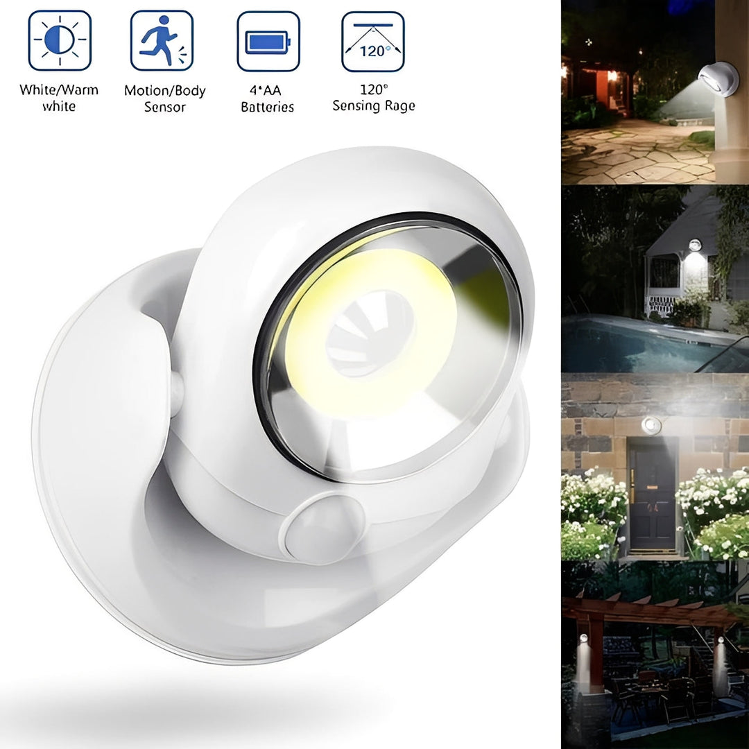 LED Motion Sensor Light with Battery Power and Adjustable Base