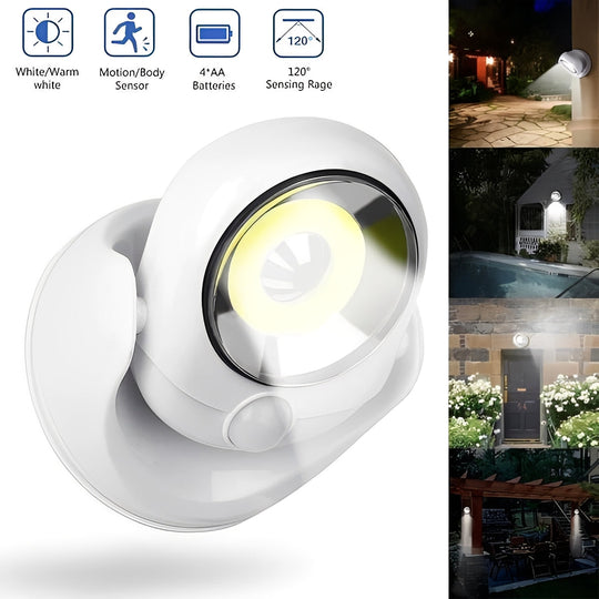 LED Motion Sensor Light with Battery Power and Adjustable Base