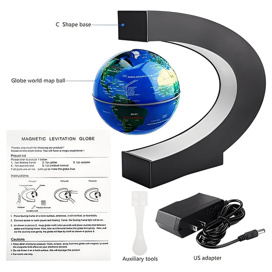 Levitating Globe with LED Light and Desk Stand
